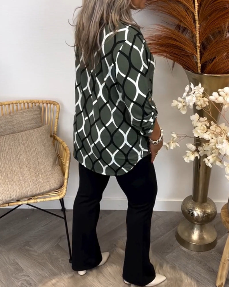 Amelia | Casual Patterned Long-Sleeve Blouse