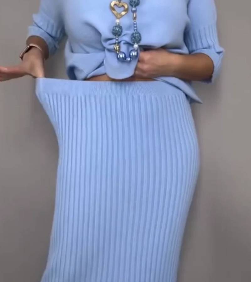 Debora Knit Set with Ribbed Midi Skirt