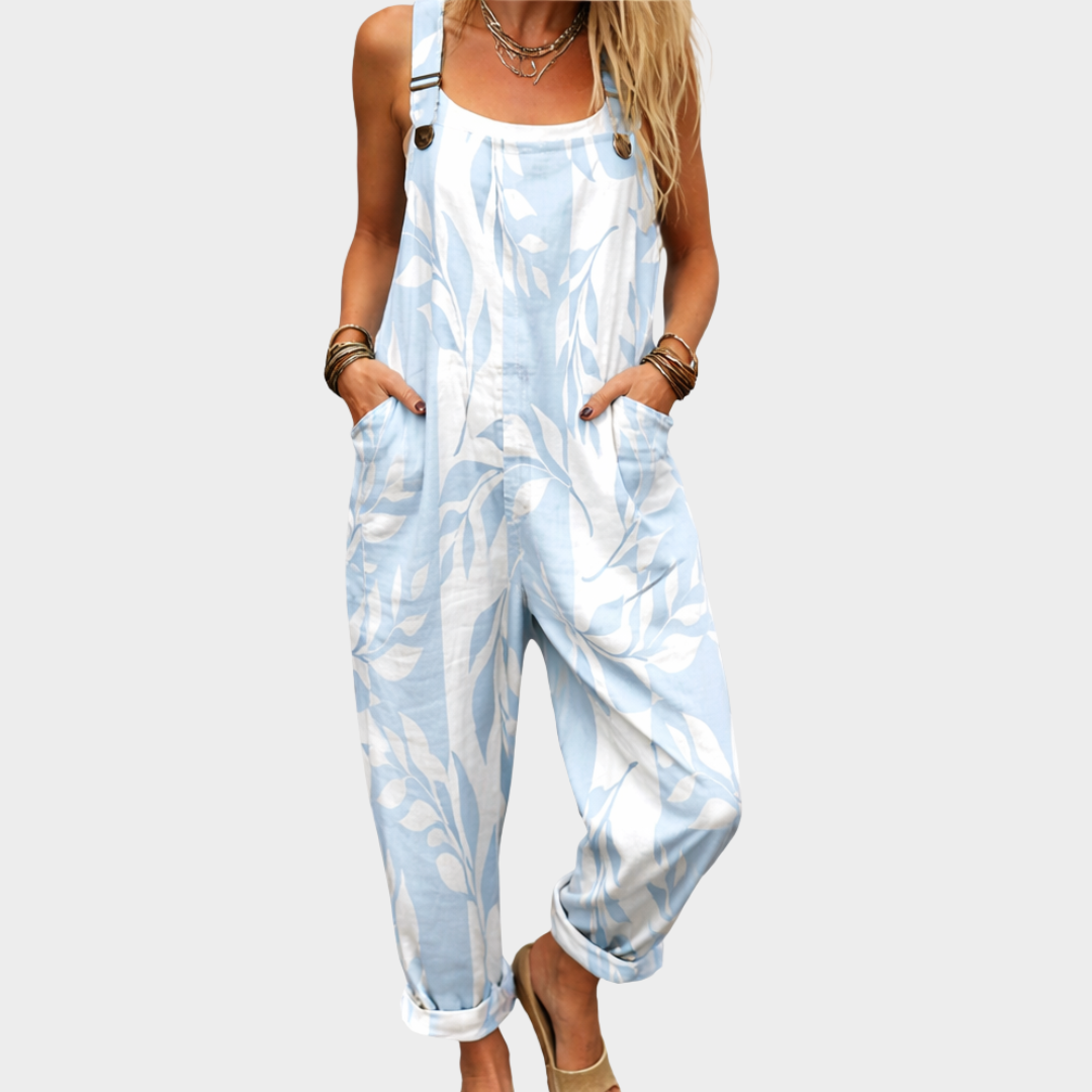 Comfortable Printed Overall | Blue-White