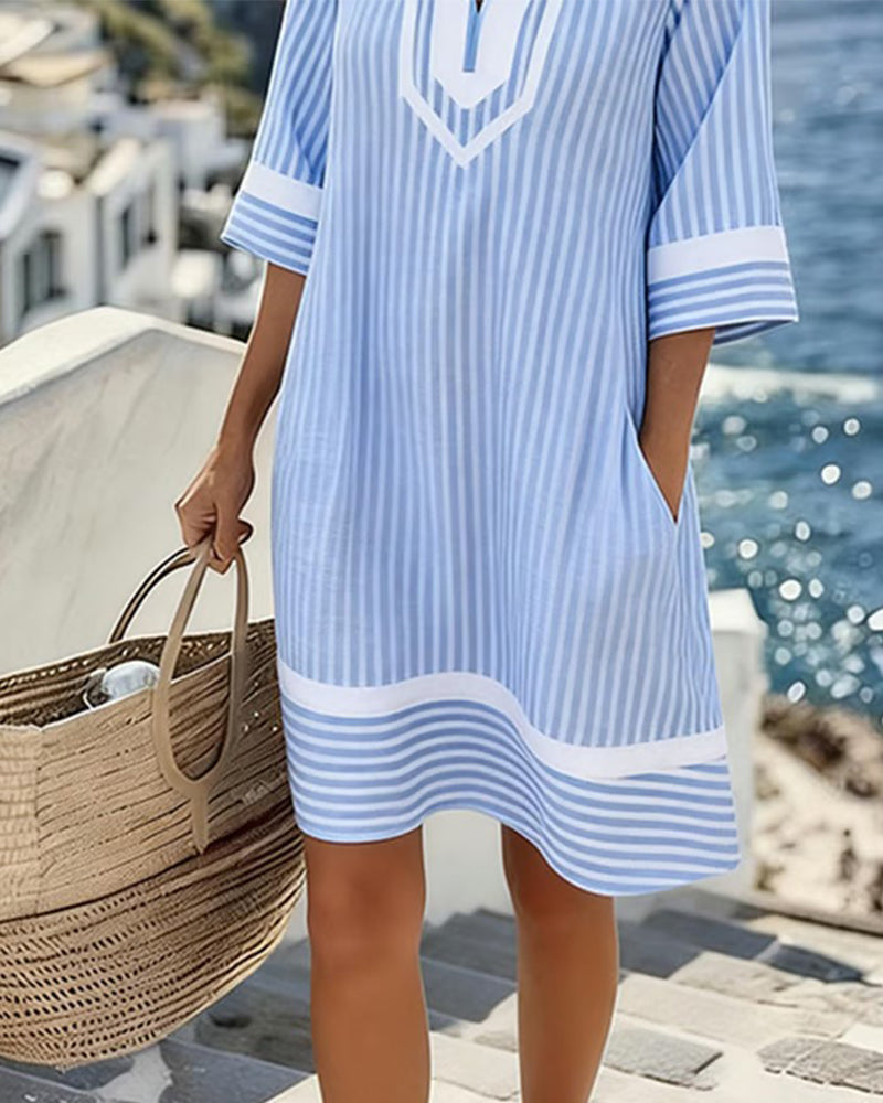 Klara | Lightweight Striped V-Neck Dress