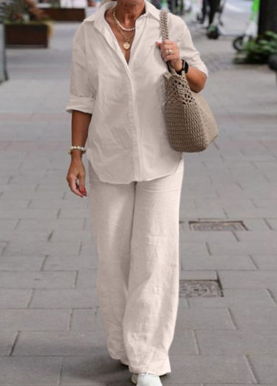 Denice | Relaxed Button Shirt and Wide Pants Set