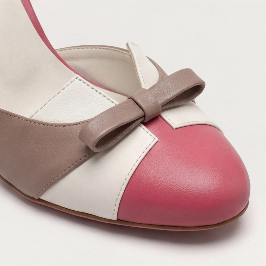 Quinnae | Women's Ribbon Detail Kitten Heel Pumps