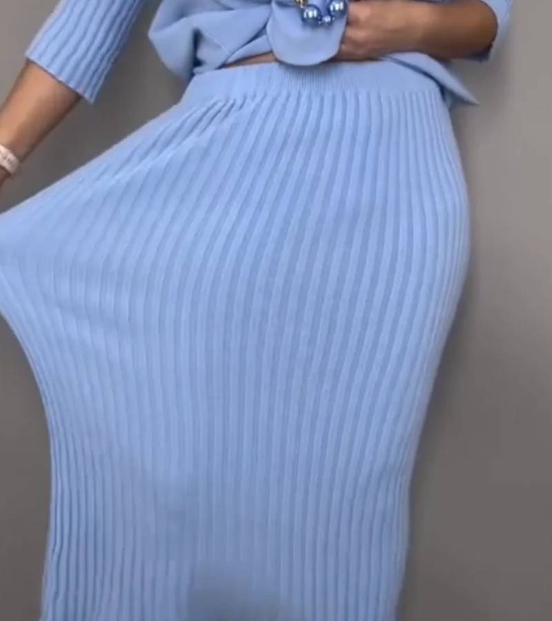 Debora Knit Set with Ribbed Midi Skirt