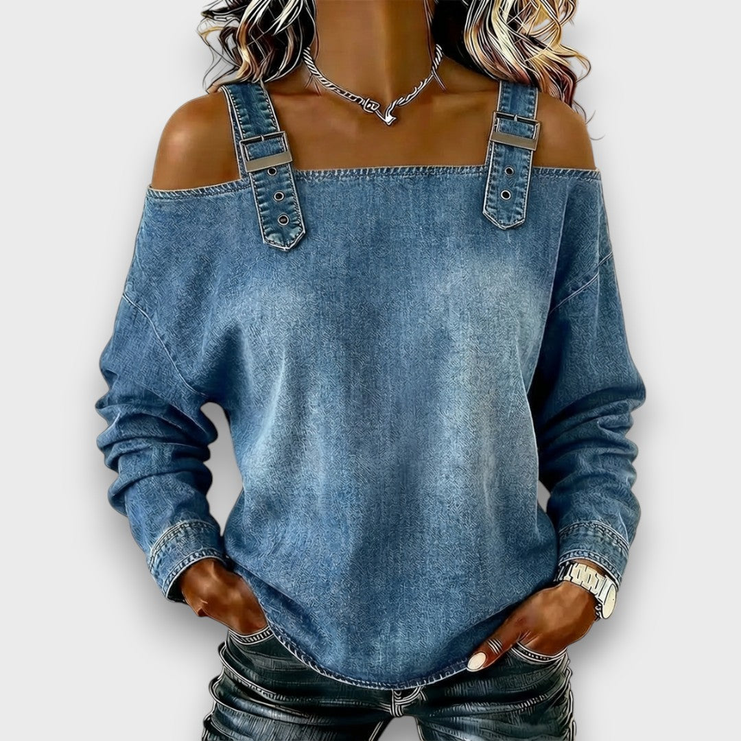 Elama | Off | Shoulder Denim Top