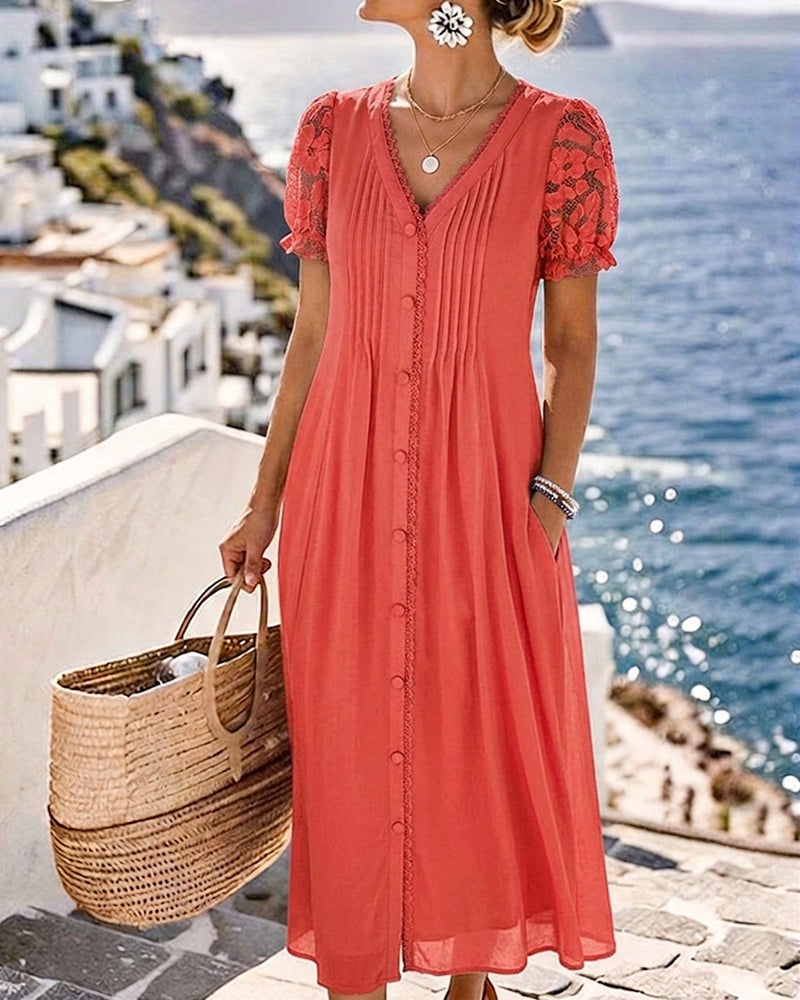 Sara | Lace Embroidered Midi Dress