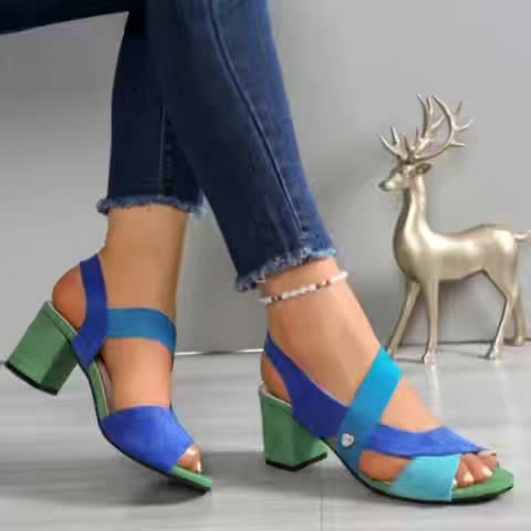 Linda | Women's Open Toe Block Heel Pumps