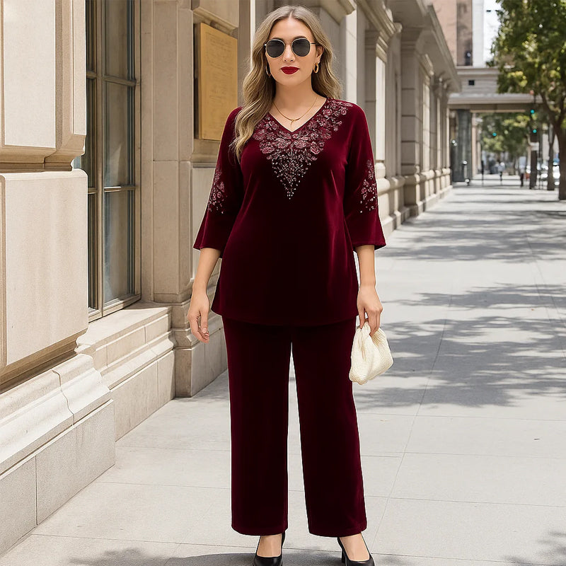 Elvire Elegant Velvet Two-Piece Set