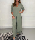 Cherly | Flowing Blouse and Wide Pants Set
