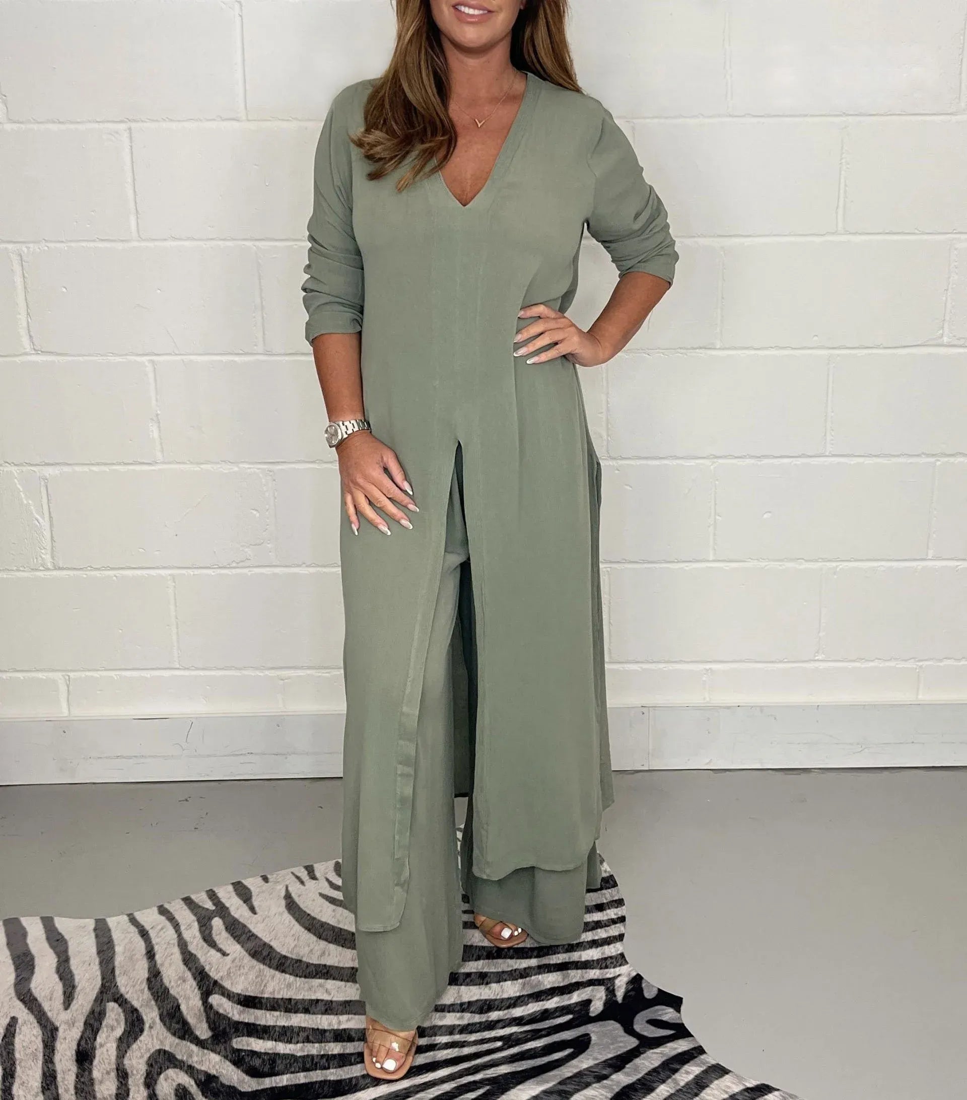 Cherly | Flowing Blouse and Wide Pants Set