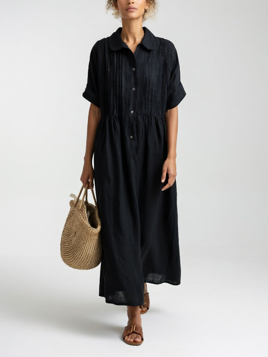 Elara | Linen Blend Shirt Dress