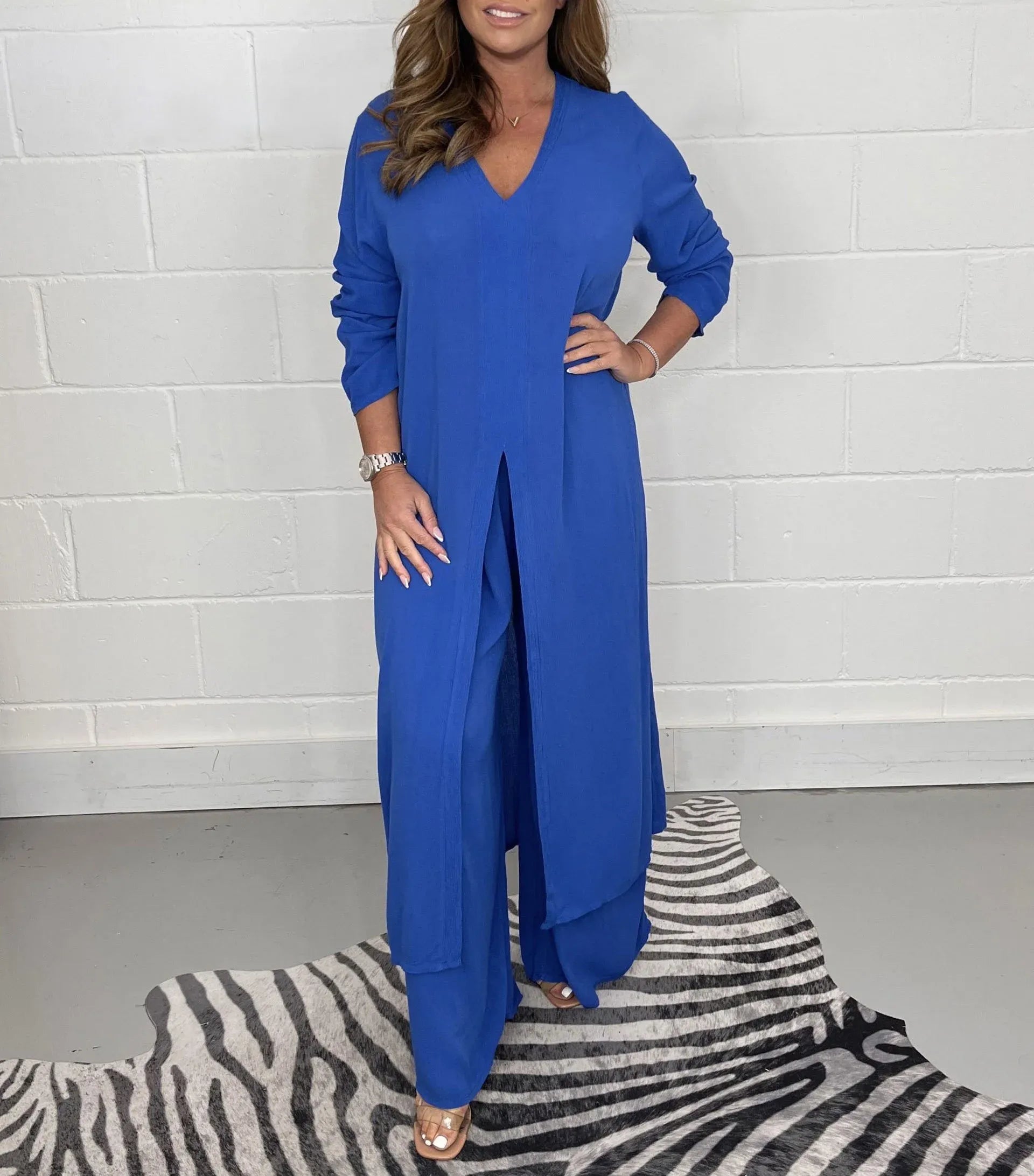 Cherly | Flowing Blouse and Wide Pants Set