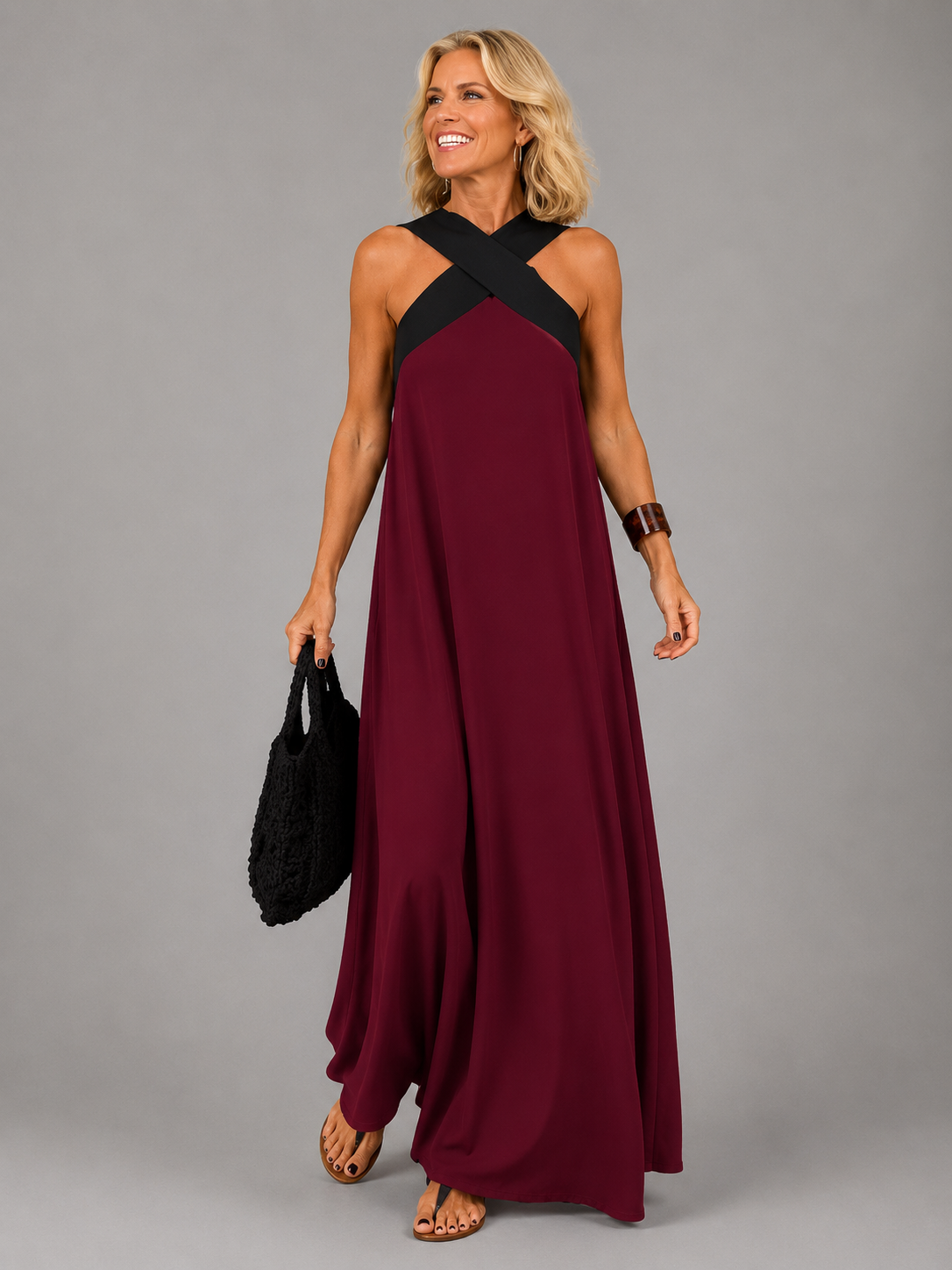 Velora | Cross Elegance Maxi Dress