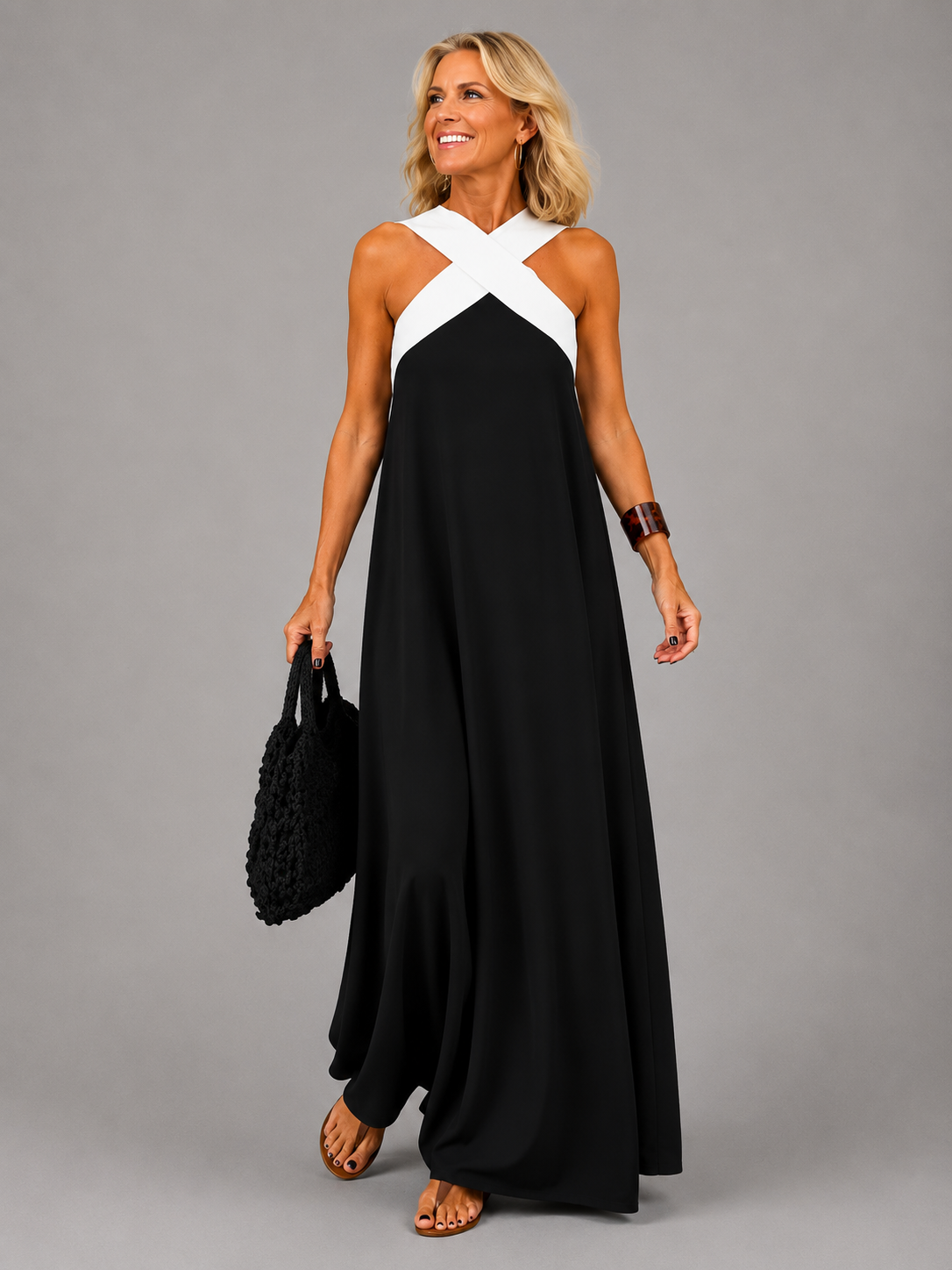 Velora | Cross Elegance Maxi Dress