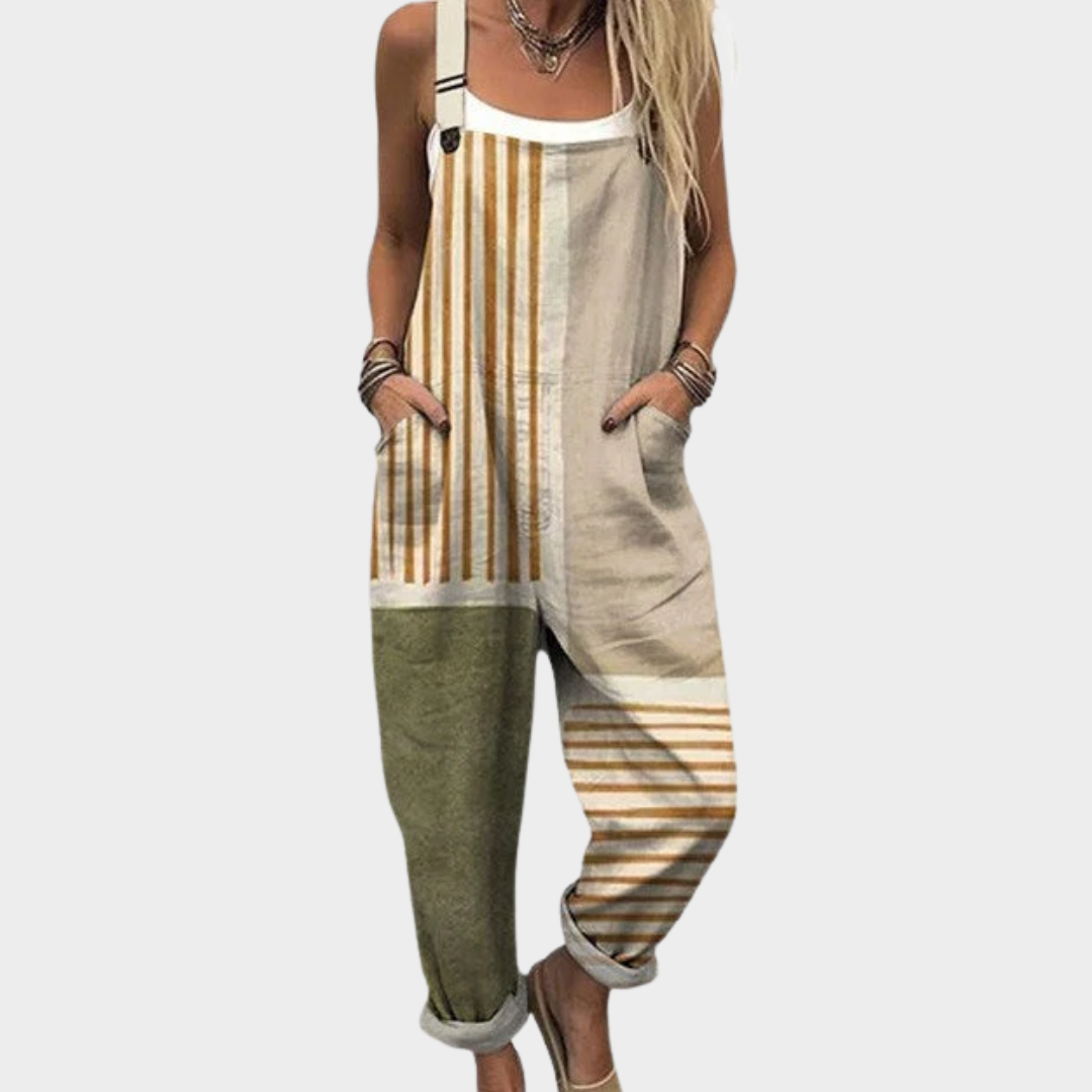 Comfortable Printed Overall | Beige-Green