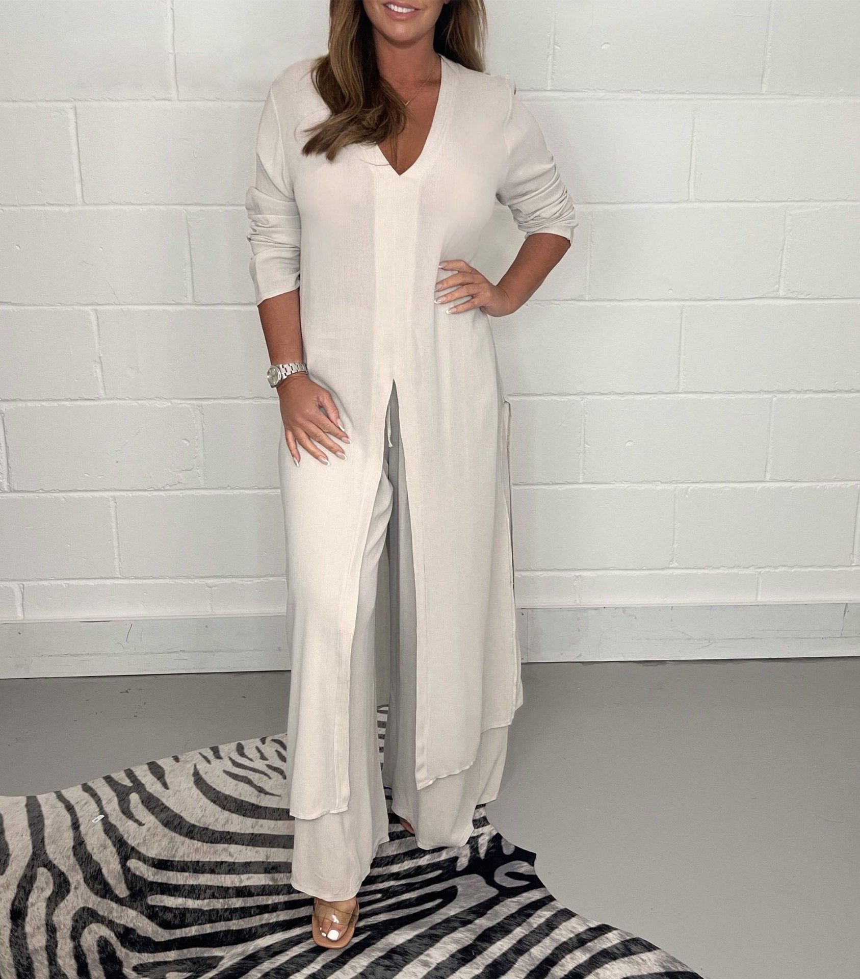 Cherly | Flowing Blouse and Wide Pants Set