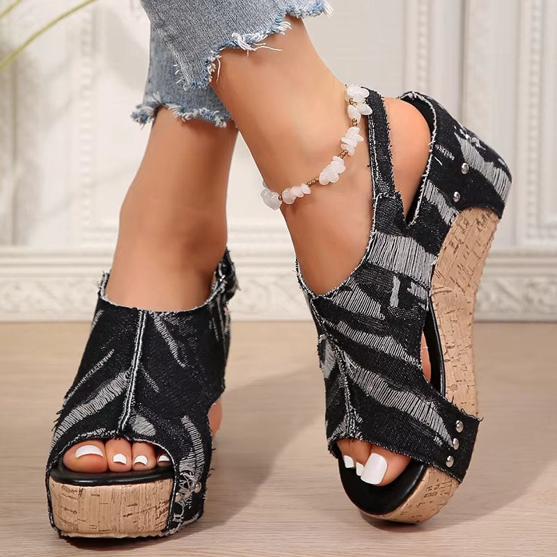 Deni | Cork Wedge Sandals