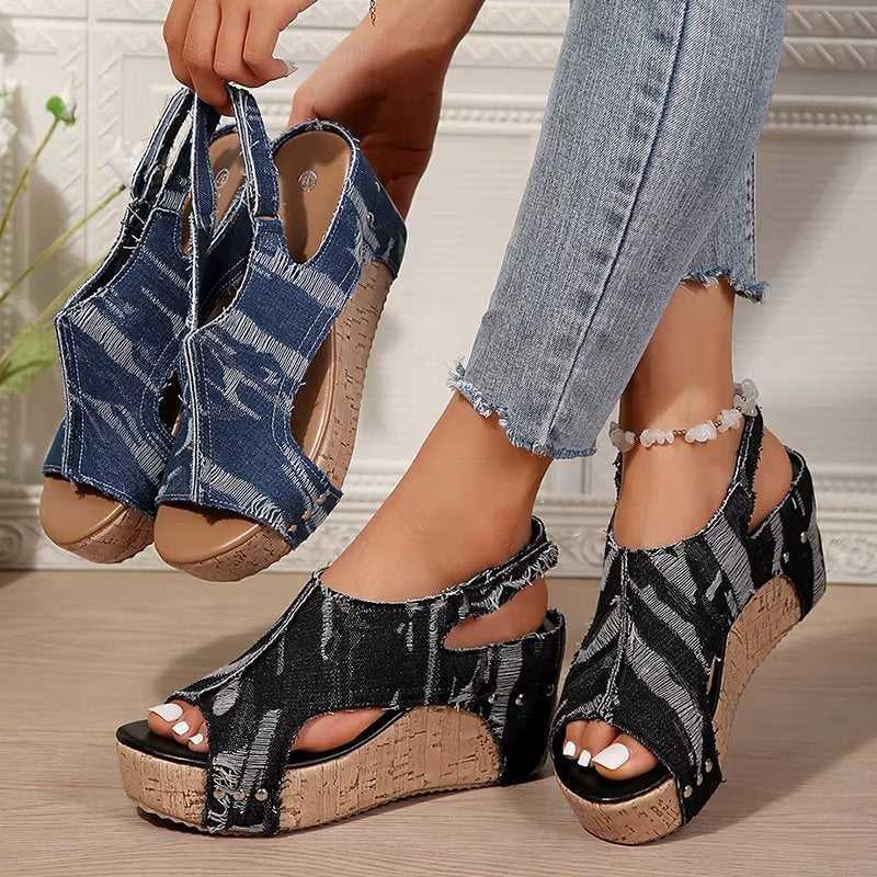 Deni | Cork Wedge Sandals