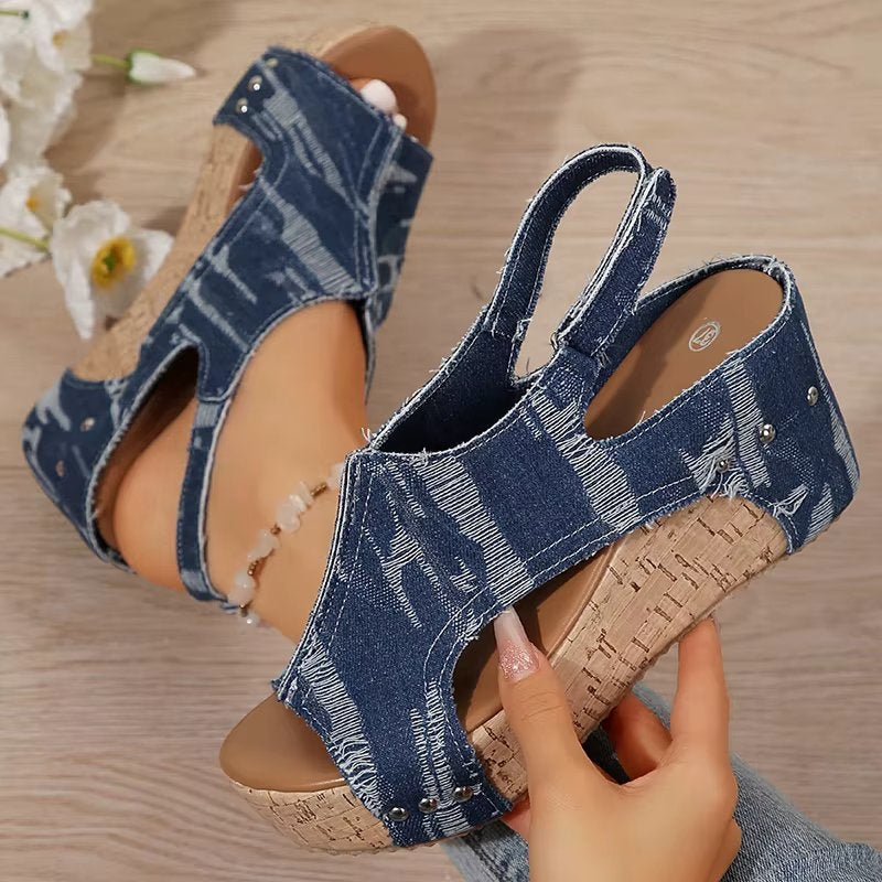 Deni | Cork Wedge Sandals