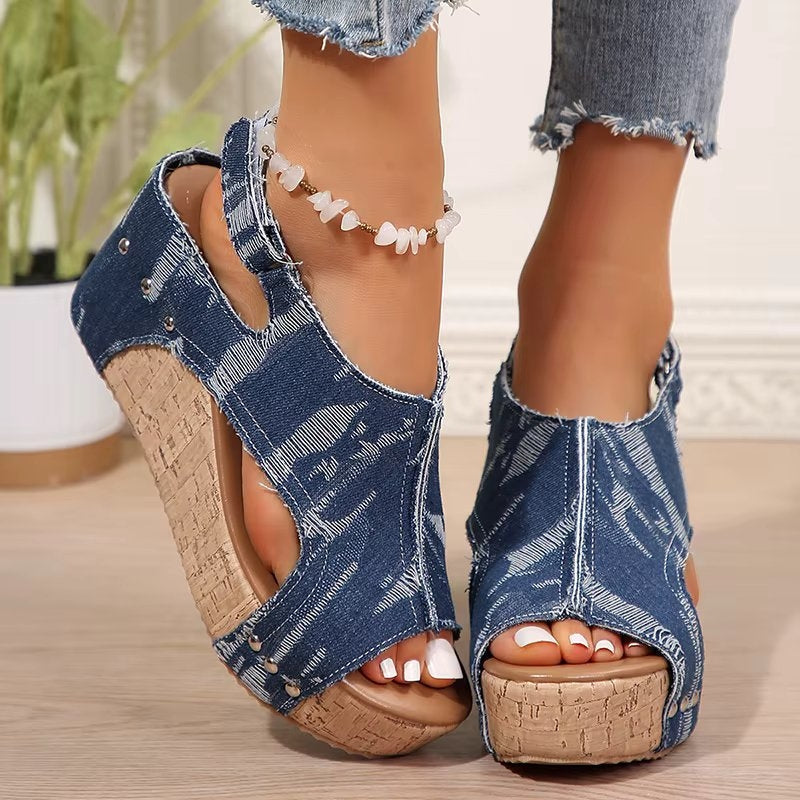 Deni | Cork Wedge Sandals
