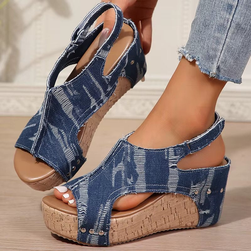 Deni | Cork Wedge Sandals