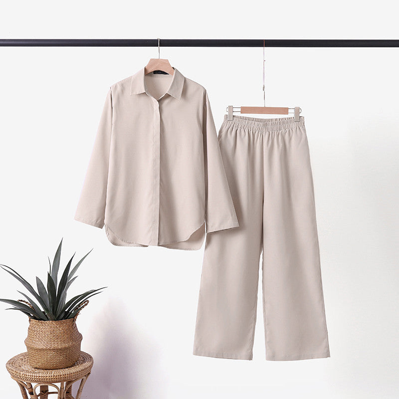 Denice | Relaxed Button Shirt and Wide Pants Set