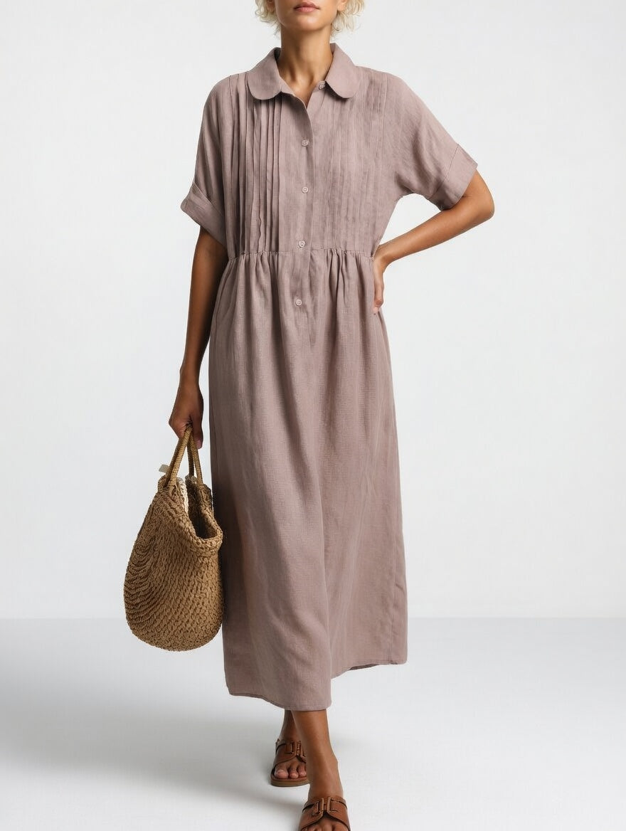 Elara | Linen Blend Shirt Dress