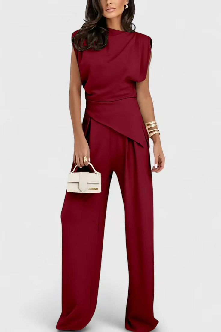 Diann | Draped Top and Wide Leg Pants Set