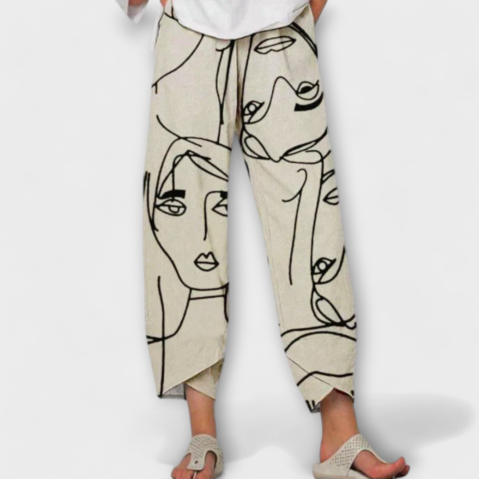 Nahia | Elegant Beige Pants