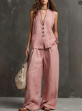 Stella | Sleeveless Vest and Wide-Leg Pants Set