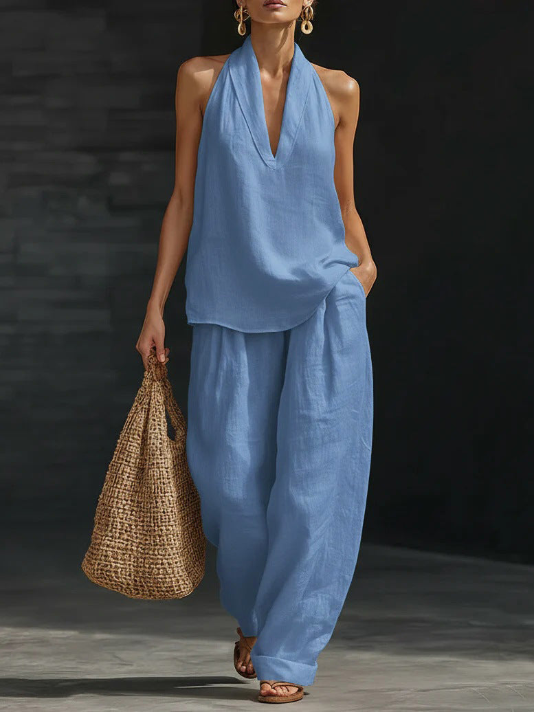 Zoe | Sleeveless Set with Wide Pants