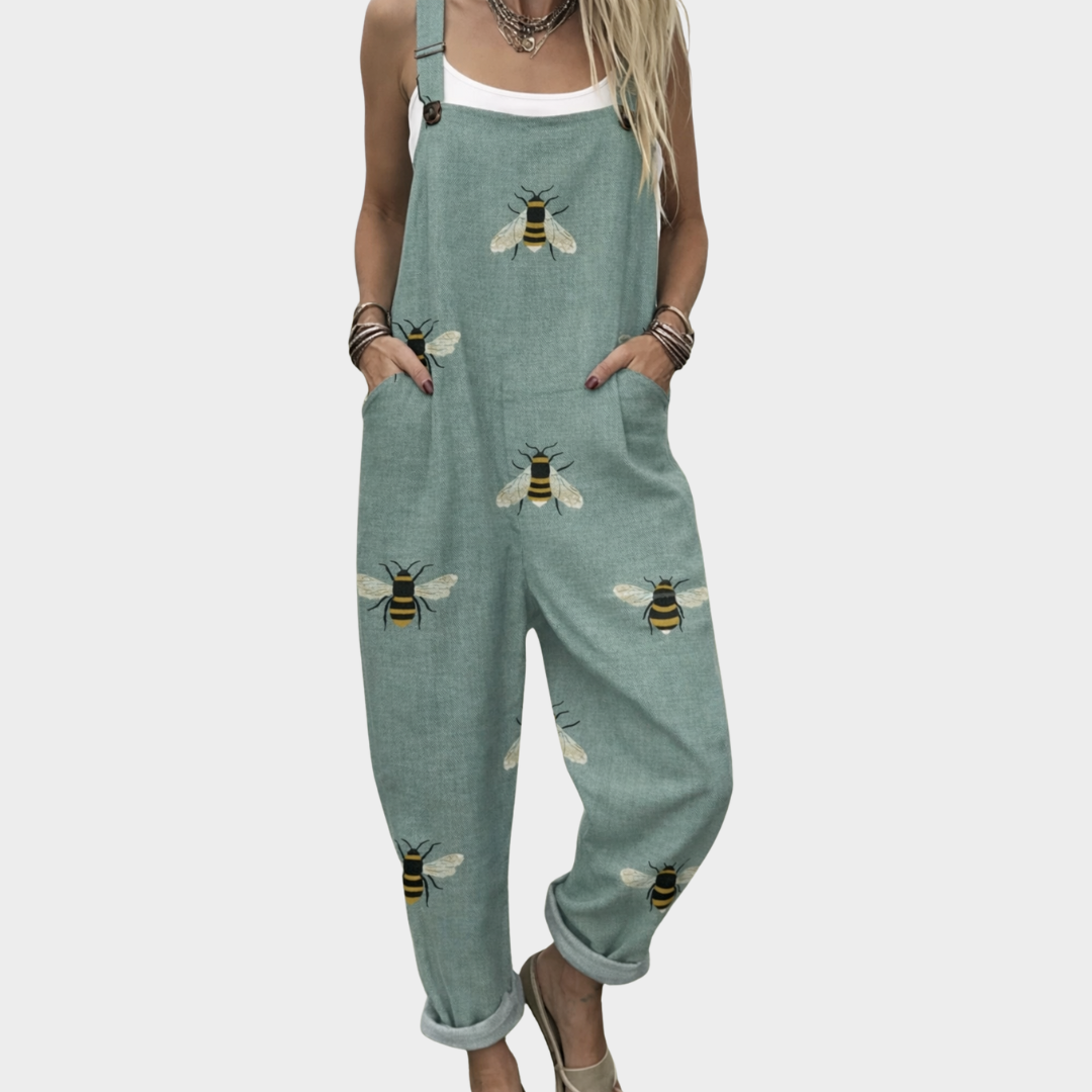 Comfortable Printed Overall | Green-Blue