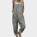 Comfortable Printed Overall | Gray with Flowers