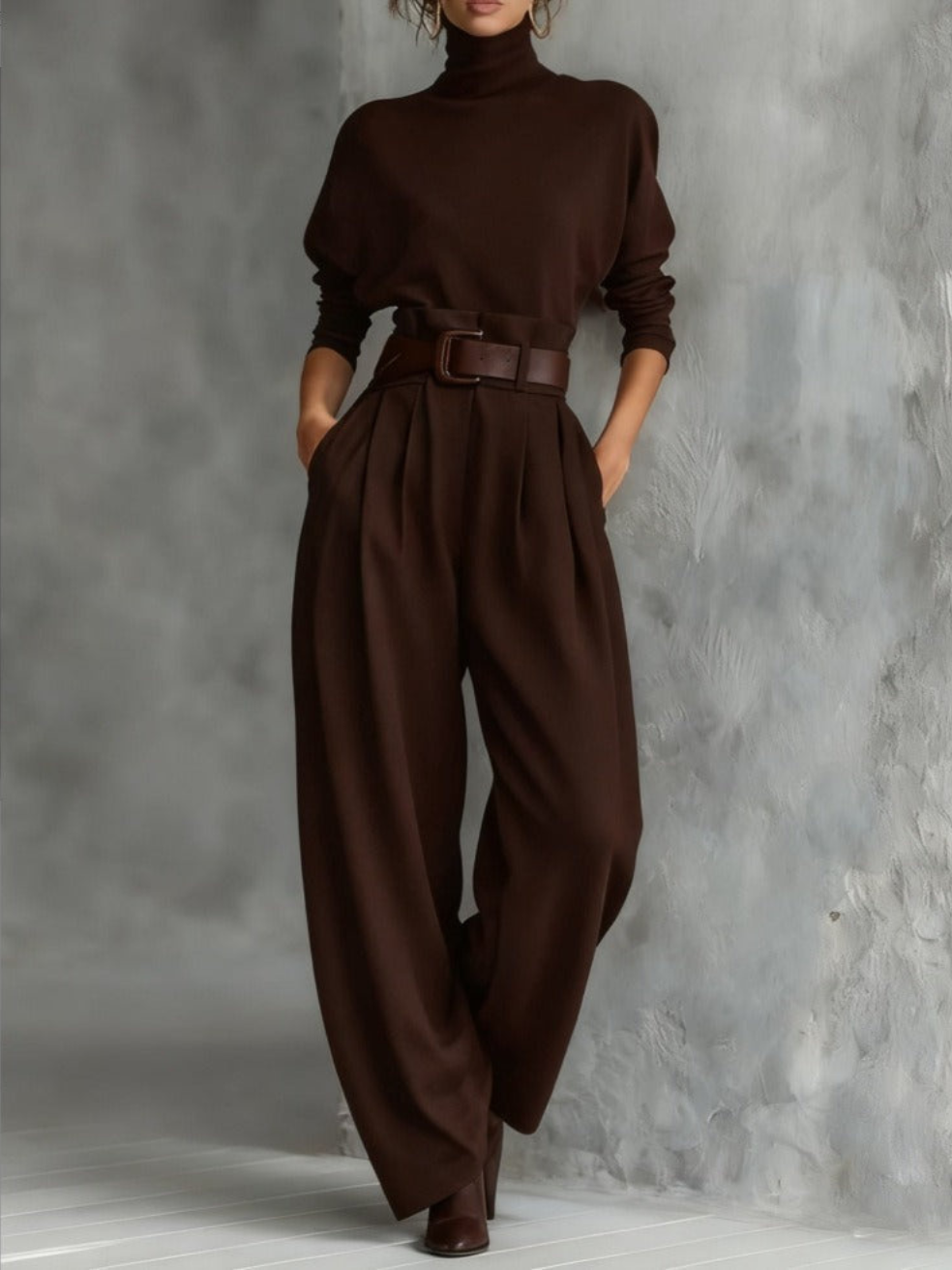 Jessica | Turtleneck Top and Straight Pants Set