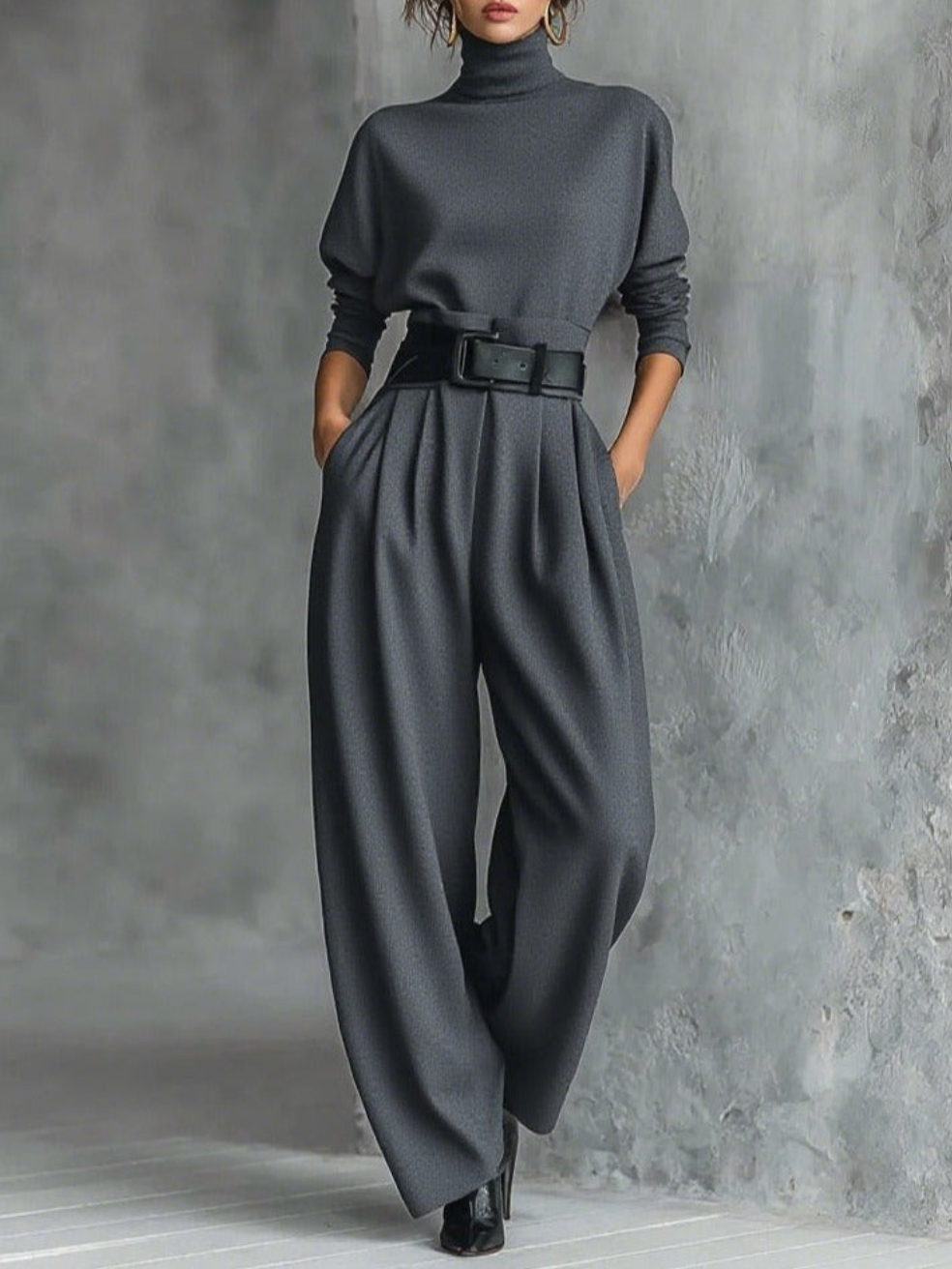 Jessica | Turtleneck Top and Straight Pants Set