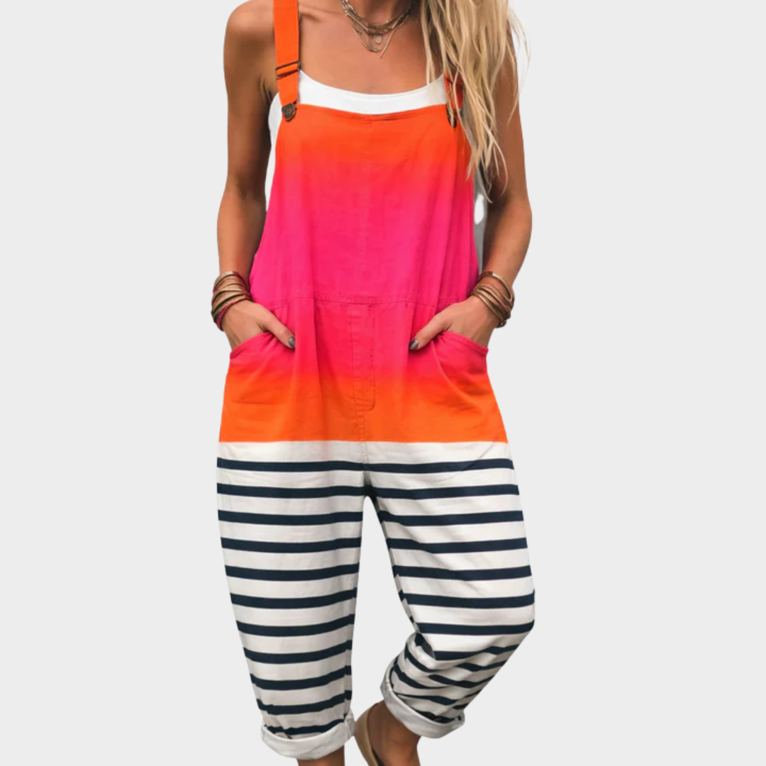 Comfortable Printed Overall | Pink-Orange-White
