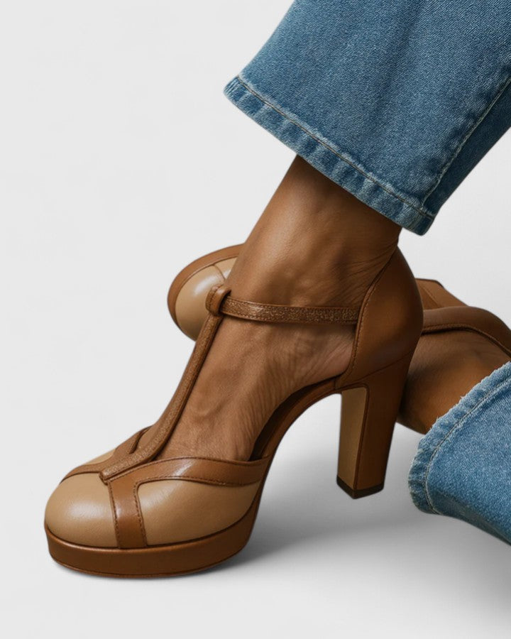 Seliora | Women's T-Strap Block Heel Pumps