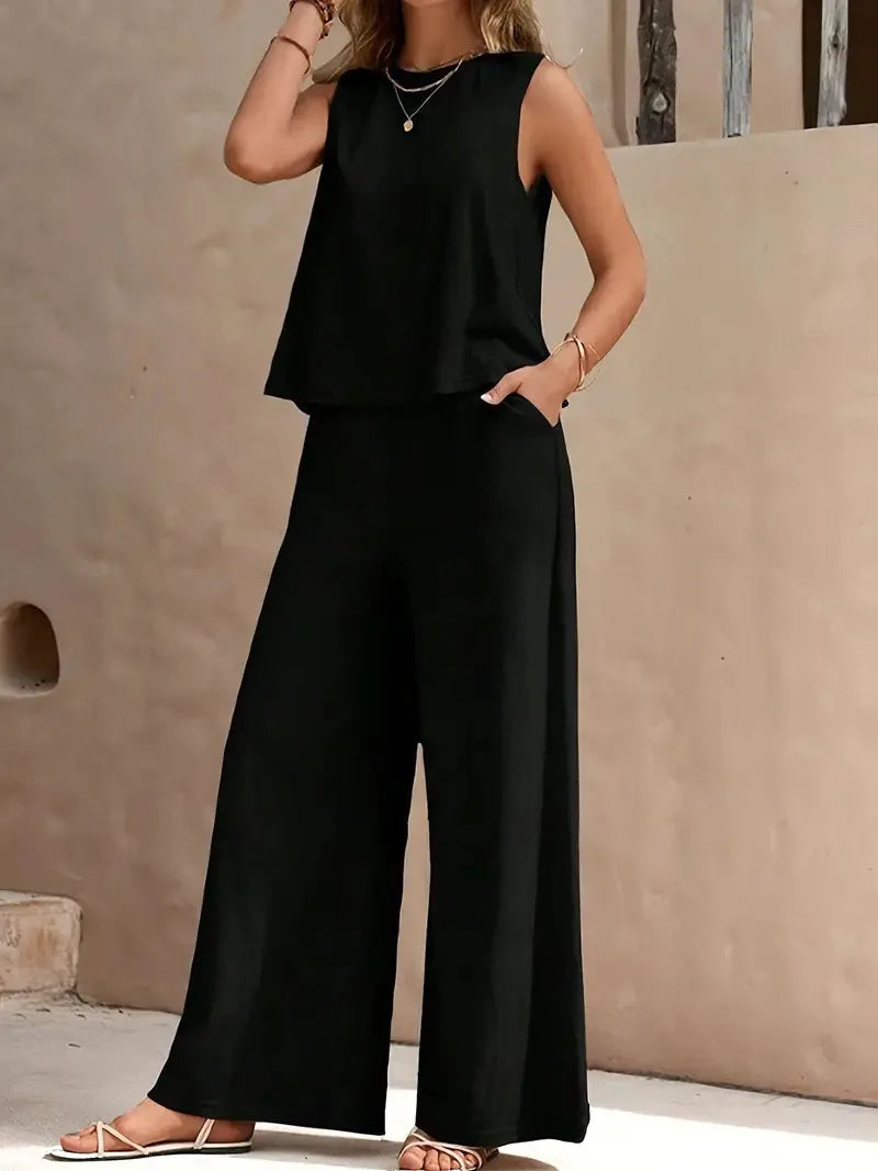 Danielle | Sleeveless Top and Wide Pants Set