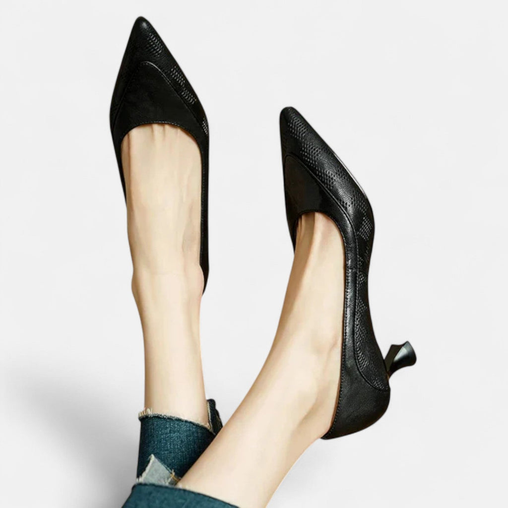 Amara | Women's Leather Kitten Heel Pumps