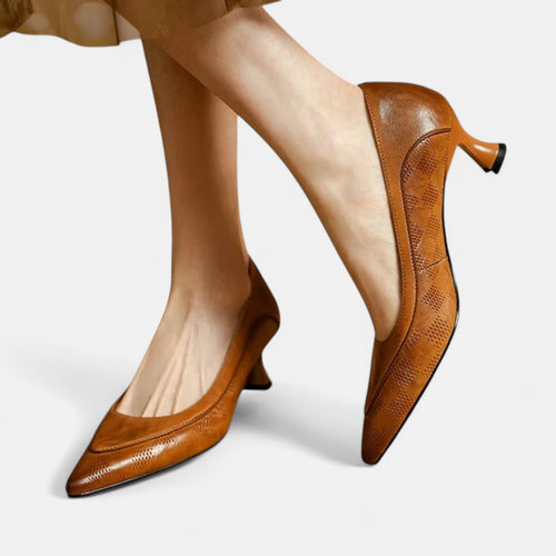 Amara | Women's Leather Kitten Heel Pumps
