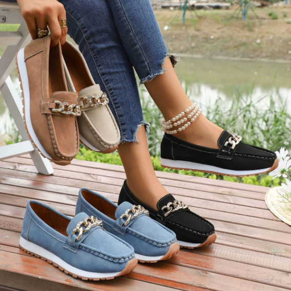 Elle | Orthopedic Diamond Buckle Loafers