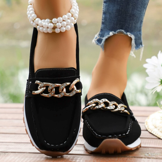 Elle | Orthopedic Diamond Buckle Loafers