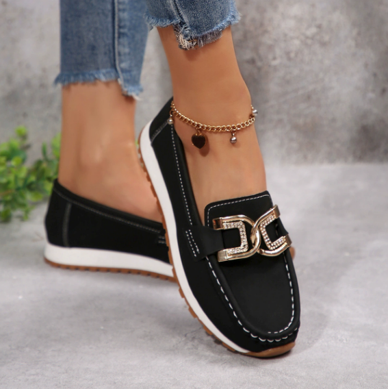 Emma | Chic Diamond Buckle Loafers