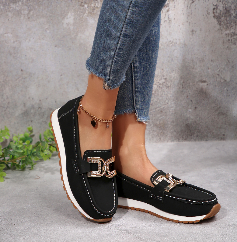 Emma | Chic Diamond Buckle Loafers