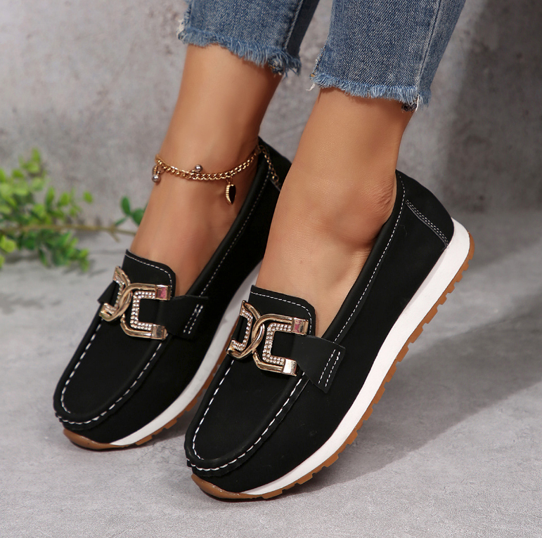 Emma | Chic Diamond Buckle Loafers