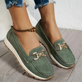 Eloise | Green Buckle Loafers