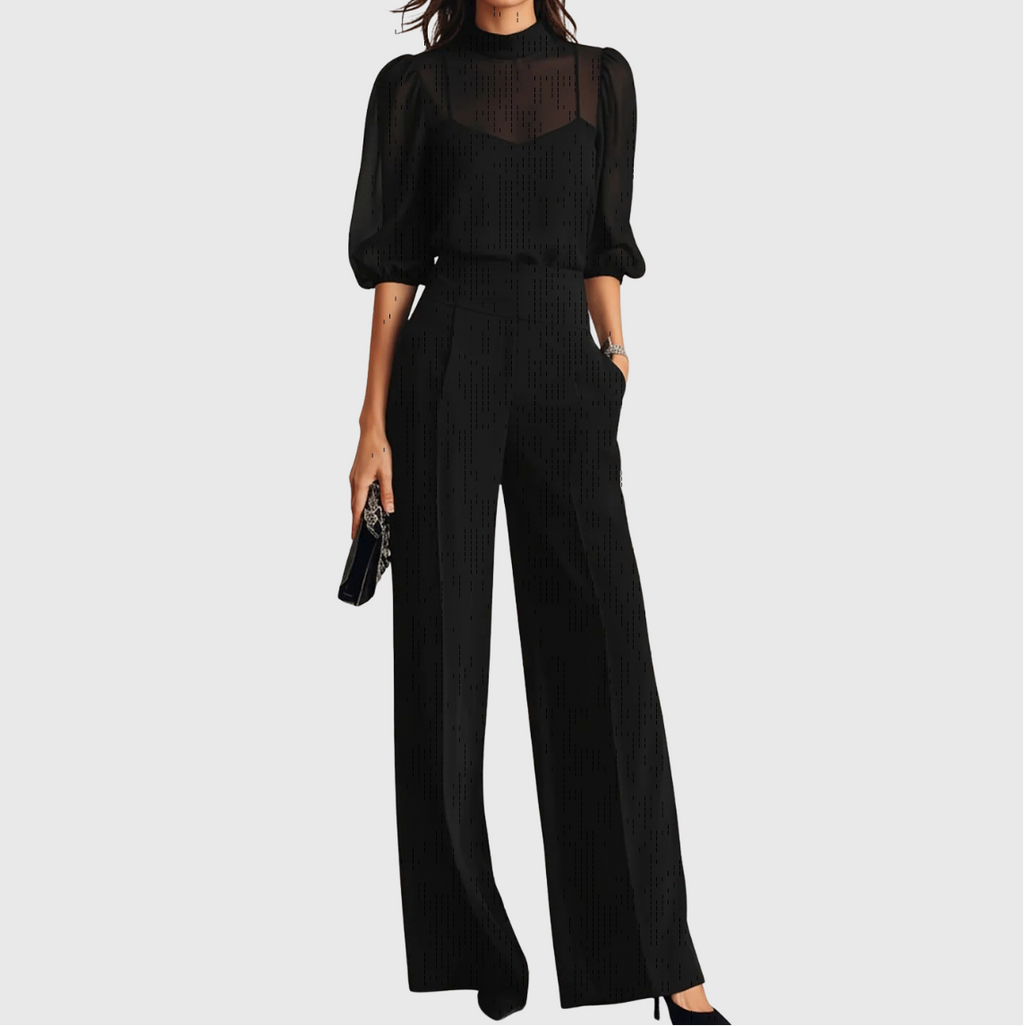Elodie Three-Piece Set with Wide-Leg Pants