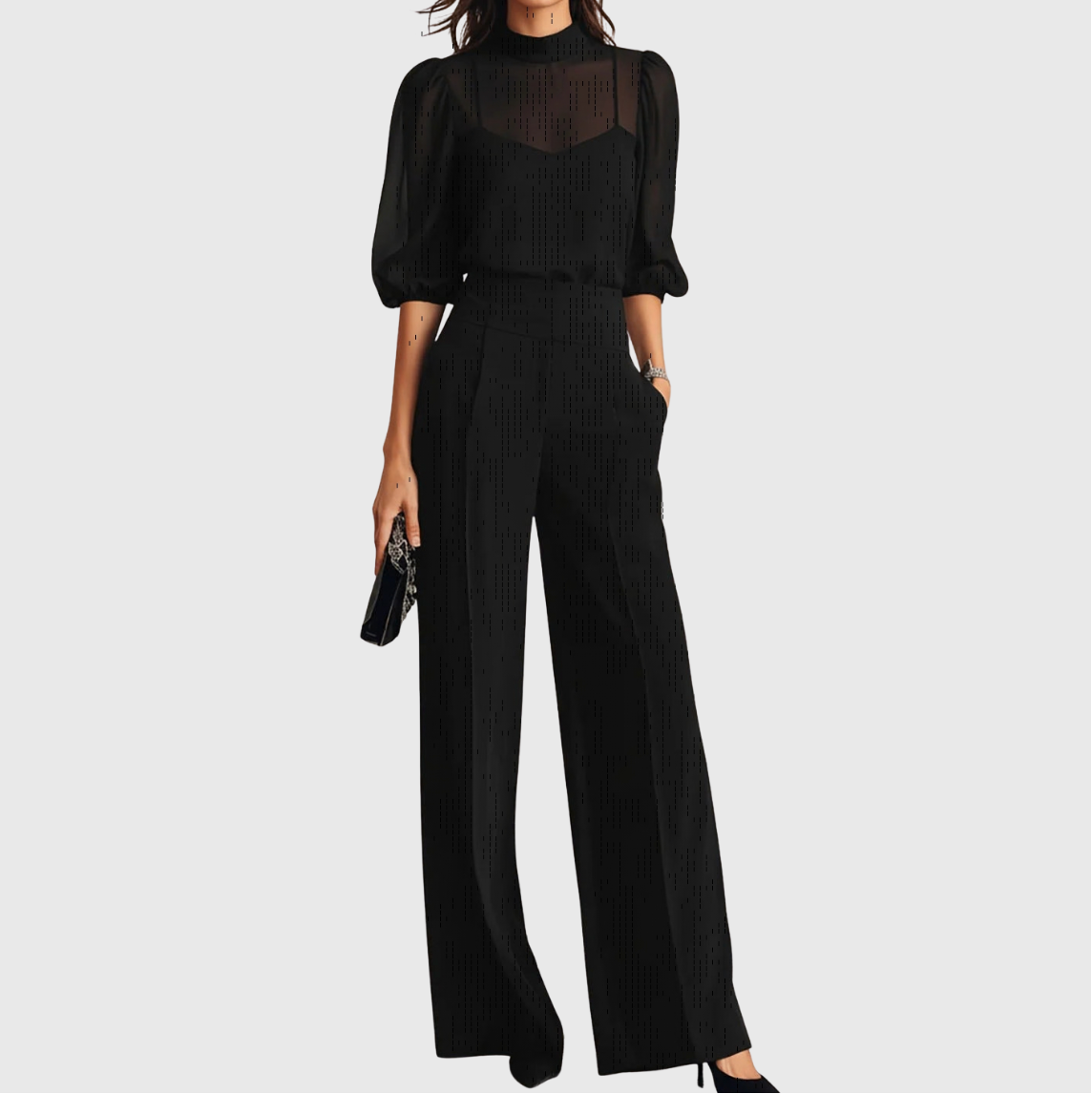 Elodie Three-Piece Set with Wide-Leg Pants