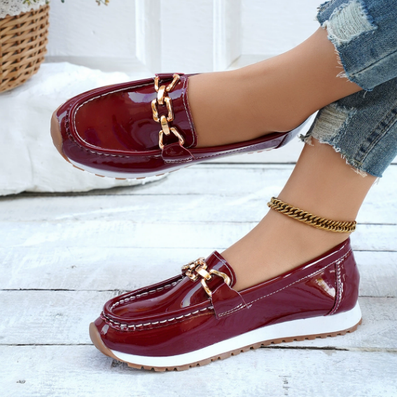 Eleanor | Shiny Bordeaux Loafers