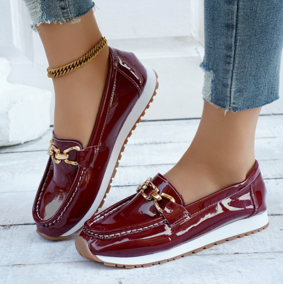 Eleanor | Shiny Bordeaux Loafers