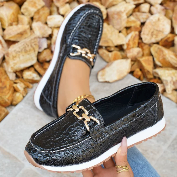 Emmy | Black Crocodile Loafers